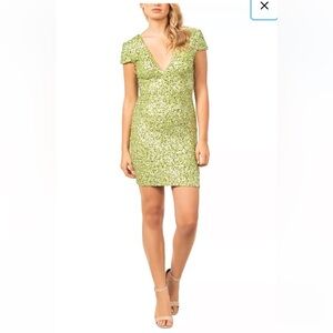 Dress the Population Lime Sequin Mini Dress
